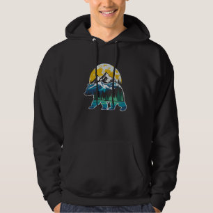 Bear Nature Mountain Silhouette for Wildlife Enthu Hoodie