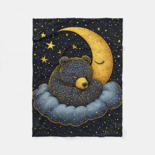 🐻 Bear Nestled in Fluffy Clouds Cosy Dreamy ✨ Fleece Blanket