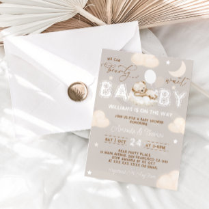 Bear Neutral Balloons Baby Shower Invitation