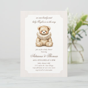 Bear Neutral Vintage Baby Shower Invitation