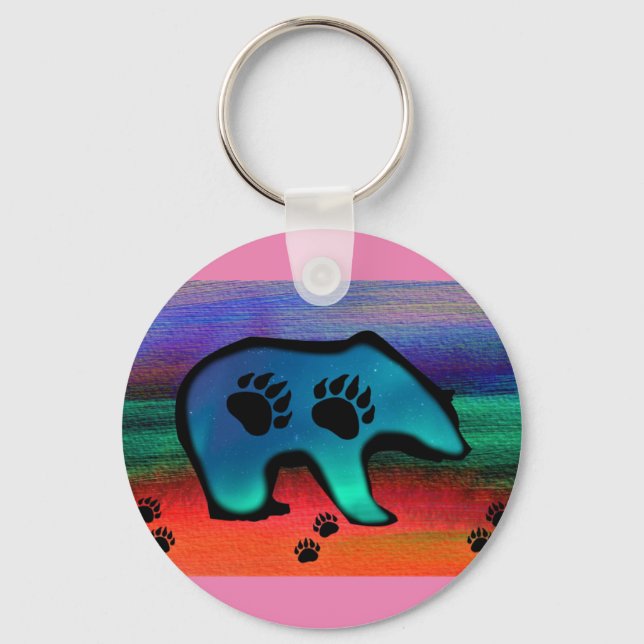 Bear Northern Lights Spirit Bear Key Ring (Front)