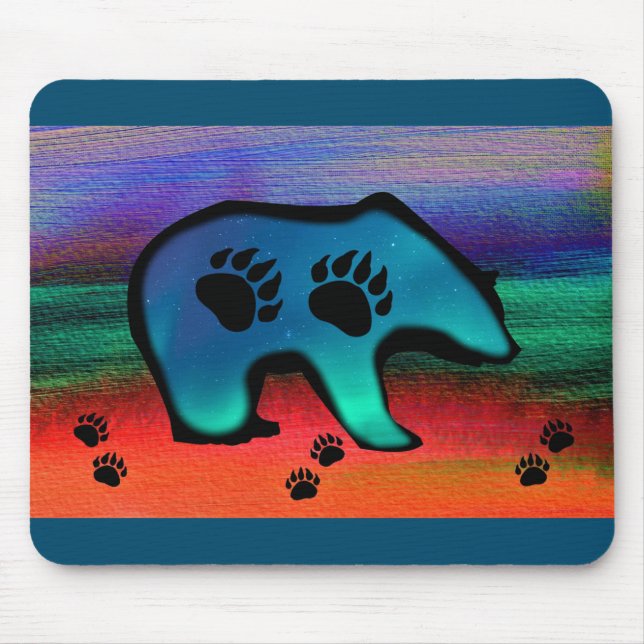 Bear Northern Lights Spirit Bear Mouse Pad (Front)