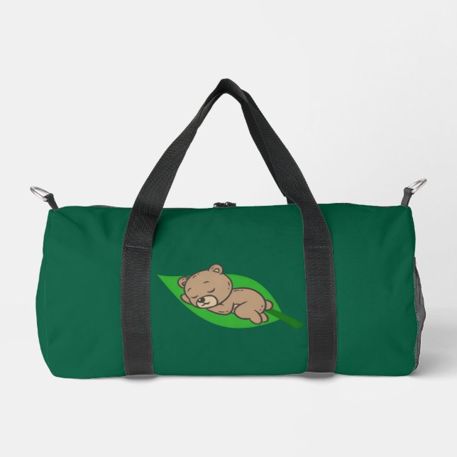 Bear on a Leaf Small Duffle Bag (Front)