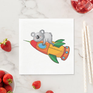 Bear On A Rocket Napkin