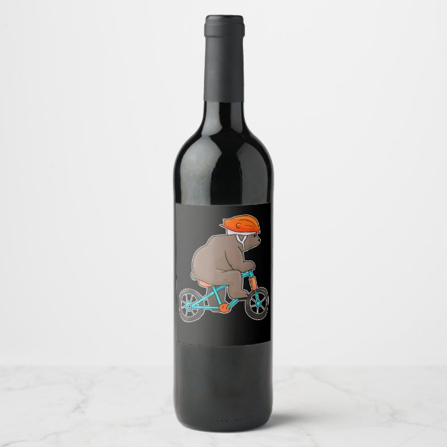 bear on bike bicycle cycling bear wine label (Front)