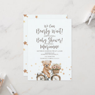  Bear on Bike Floral Baby Shower Girl  Invitation