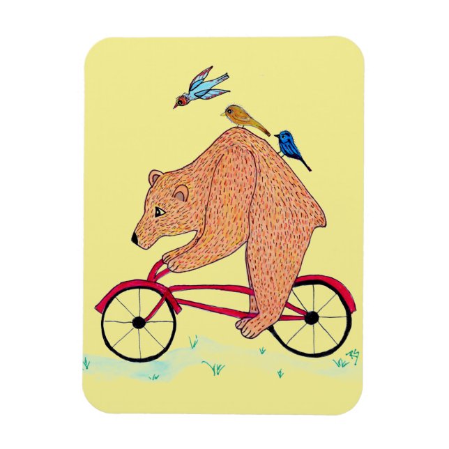 Bear on Bike Magnet (Vertical)