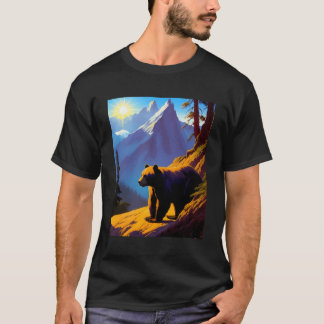 Bear On Mountain Morning Sunrise T-Shirt