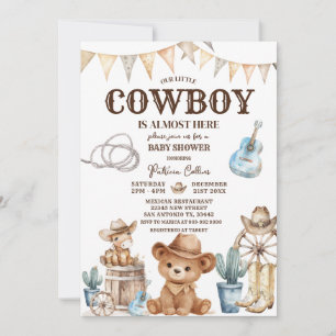 Bear Our Little Cowboy Wild West Baby Shower Invitation