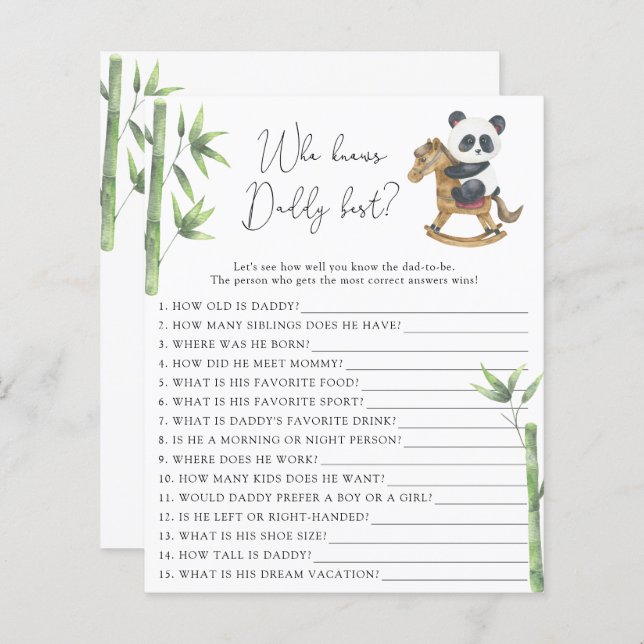 Bear Panda Who knows Daddy best (Front/Back)