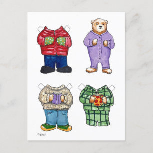 Bear Paper Doll Postcard