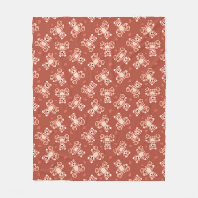 bear patchwork pattern fleece blanket (Front)