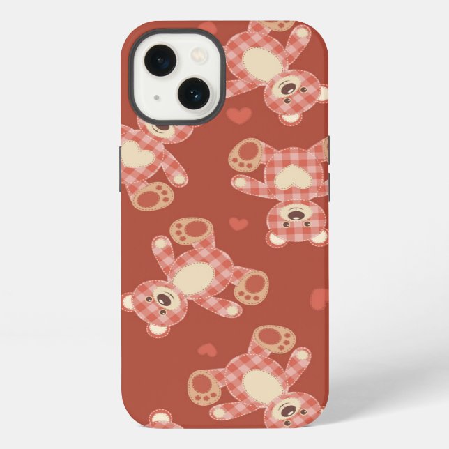 bear patchwork pattern iPhone case (Back)