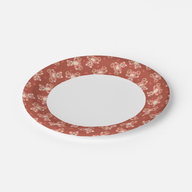 bear patchwork pattern paper plate (Angled)