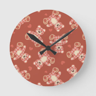 bear patchwork pattern round clock