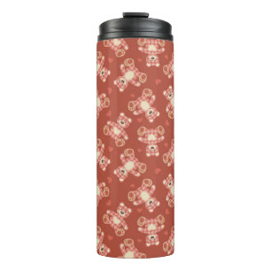 bear patchwork pattern thermal tumbler