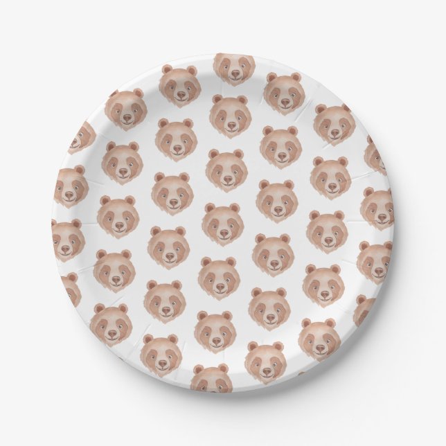 Bear Pattern Birthday Party Paper Plates  (Front)