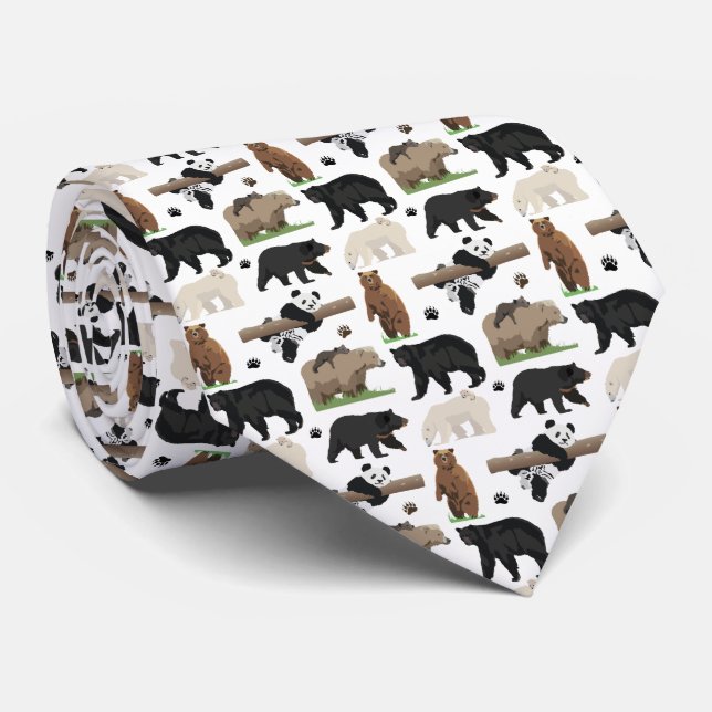 Bear Pattern Tie (Rolled)