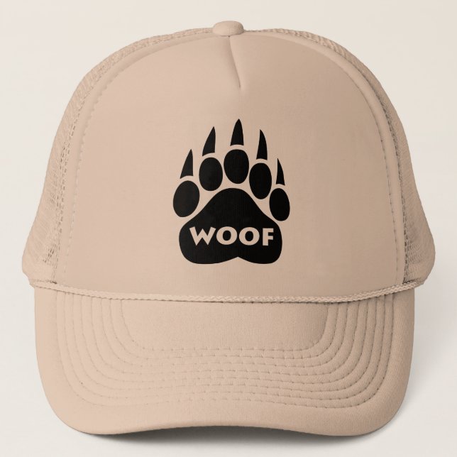 Bear Paw Gay Pride Hat "Woof" Text (Front)