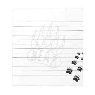 Bear Paw Print Drawing Lined Notepad