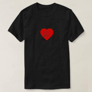 Bear Paw Print In Red Heart With Typography T-Shirt
