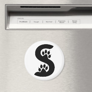 Bear Paw Prints Letter S monogram Magnet
