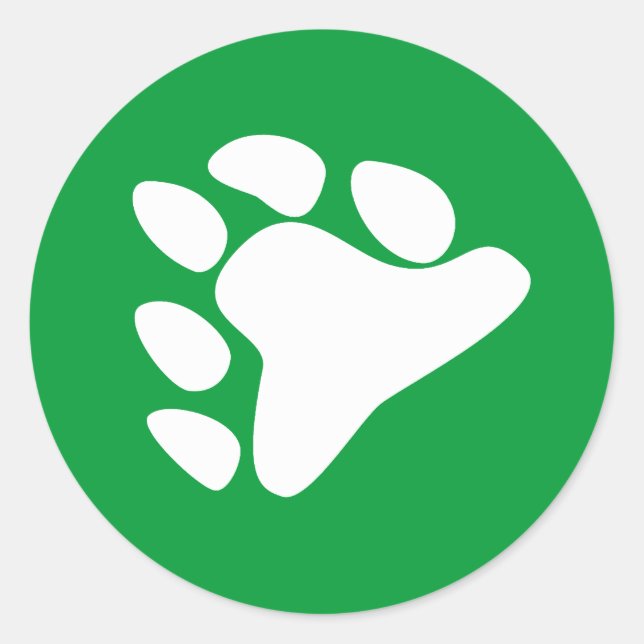BEAR PAW SYMBOL WHITE CLASSIC ROUND STICKER (Front)