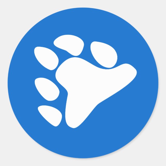 BEAR PAW SYMBOL WHITE CLASSIC ROUND STICKER (Front)