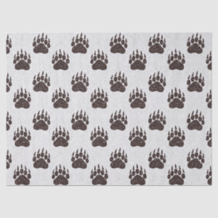 Bear Paw White Brown Glitter Tissue Paper