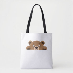Bear Peeking Cute Adorable Funny Animal Cartoon Tote Bag