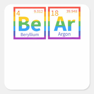 Bear Periodic Table Gay Bear LGBT Pride Rainbow Fo Square Sticker