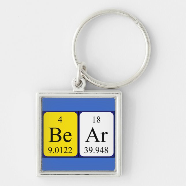 Bear periodic table name keyring (Front)