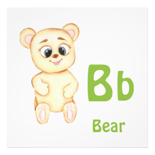 Bear personalise ABC: Letter B - Add Your Name Photo Print