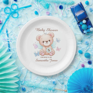 Bear Personalised Baby Shower Paper Plate