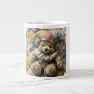 Bear Pillow – Handmade Plush in 3D with Colorful Large Coffee Mug