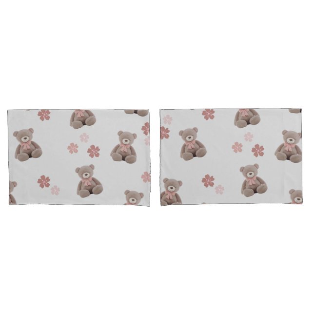 Bear Pink Cartoon pattern Pillowcase (Front-Set)