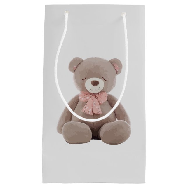 Bear Pink Cartoon Small Gift Bag (Front)