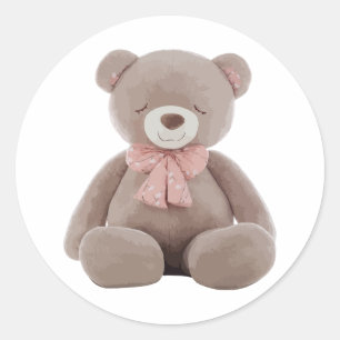 Bear Pink Classic Round Sticker