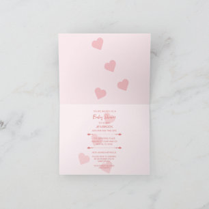 Bear Pink Hearts Baby Shower Folded Invitation