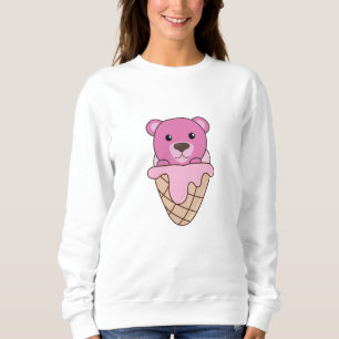 Bear Pink Ice Cream Waffle Cute Animals For Kids Sweatshirt