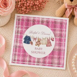 Bear Pink Preppy Luxury Baby Shower Napkin