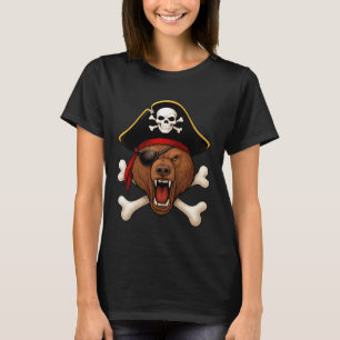Bear Pirate Jolly Roger Flag Halloween Boys Girls  T-Shirt