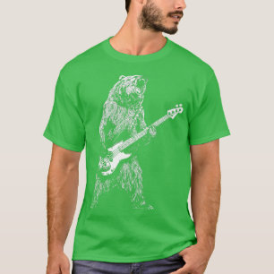 Bear Playing Bass Guitar for Men Animal Playing G T-Shirt