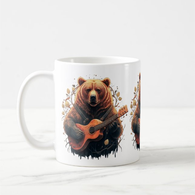 bear playing guitar coffee mug (Left)
