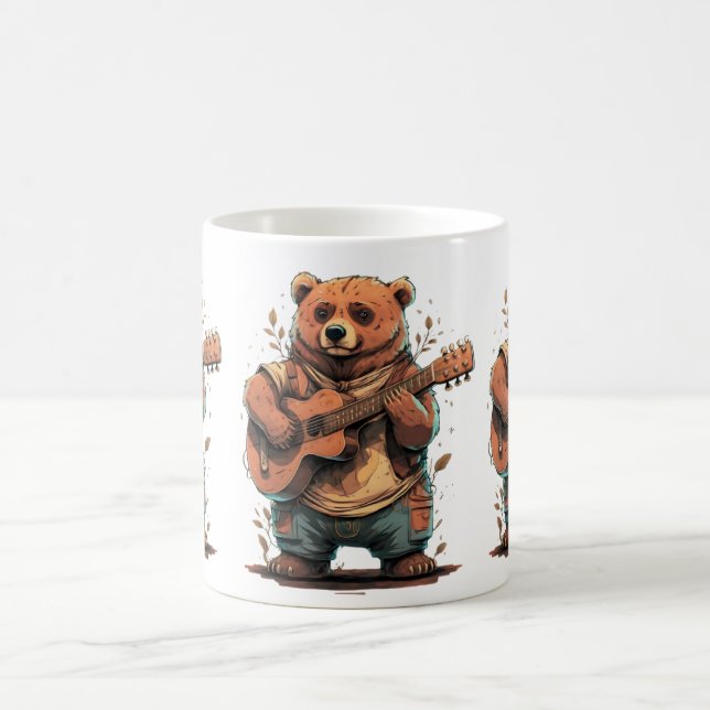 bear playing guitar coffee mug (Center)