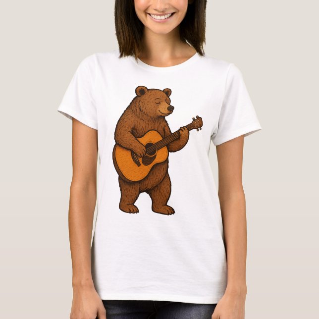 Bear Playing Guitar T-Shirt - Vintage Musician Ani (Front)