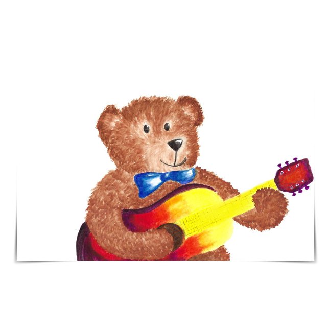 Bear Playing Guitar Watercolour Card (Creator Uploaded)