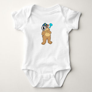 Bear Police officer Magnifying glass Baby Bodysuit