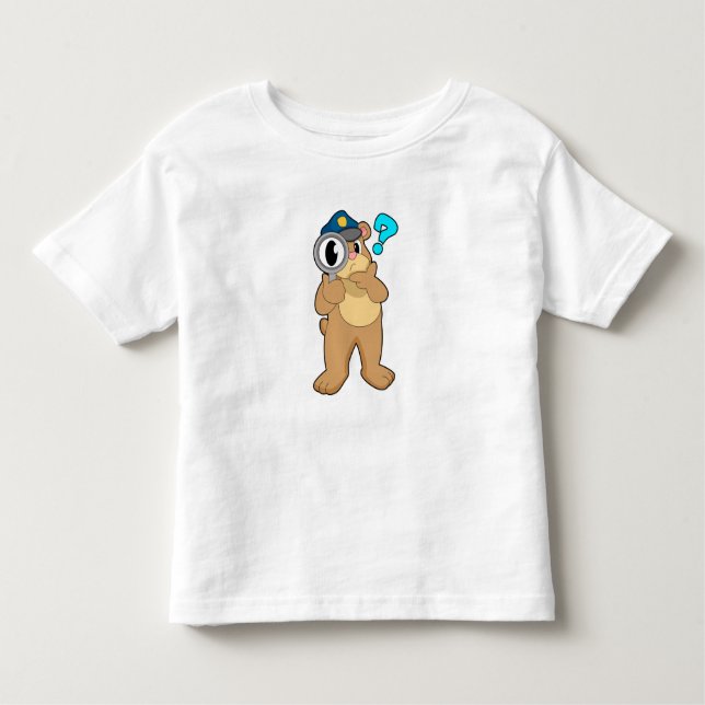 Bear Police officer Magnifying glass Toddler T-Shirt (Front)