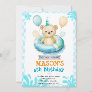 Bear pool party invitation